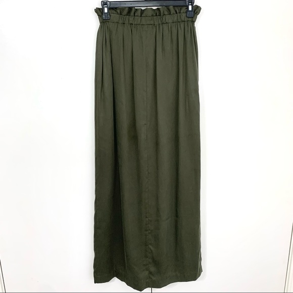 NWT BCBG paper bag waist maxi skirt OLIVE - Picture 2 of 3